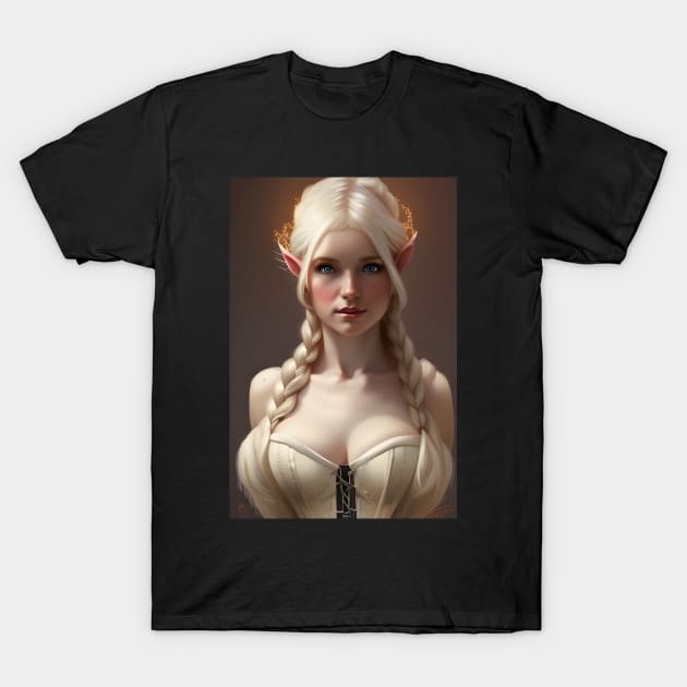 Beautiful Blonde Elf Pigtails Corset T-Shirt by PrancingPeekees